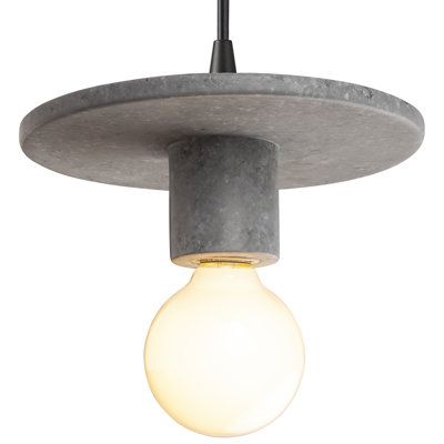 The pendant light features hand-cast, hand-textured, and hand-finished material fixtures which can create a mood, complement a theme, or simply add the perfect accent. Shade Color: Concrete, Finish: Matte Black | AllModern Amardeep 1 - Light Single Bulb Pendant in Gray / Black, Size 5.75 H x 8.0 W x 8.0 D in | Wayfair Architectural Kitchen, Color Concrete, Cement Pendant Light, Hammered Iron, Concrete Finish, Justice Design, Mini Pendant Lights, Mini Chandelier, Ceramic Pendant