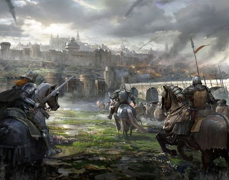 ArtStation - 2333, geng kun Medieval Paintings, Fantasy Battle, Game Of Thrones Art, Knight Art, Fantasy Setting, Fantasy Art Landscapes, Fantasy Concept Art, Fantasy Warrior, Moyen Age