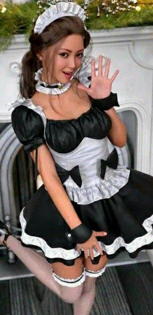 Chocker Dress, Trans Outfit, French Maid Dress, Uniform Costume, 3d Scene, Maid Uniform, Frilly Dresses, French Maid, Daz Studio