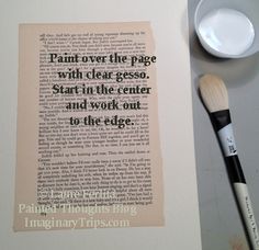 A tutorial for painting watercolor on book pages and info about the author of the book used and the copyrights. Painting On Book Pages, Gesso Art, Making Paint, Old Pages, Multimedia Art, Painting Instructions, Book Prints, Water Coloring, Book Page Crafts