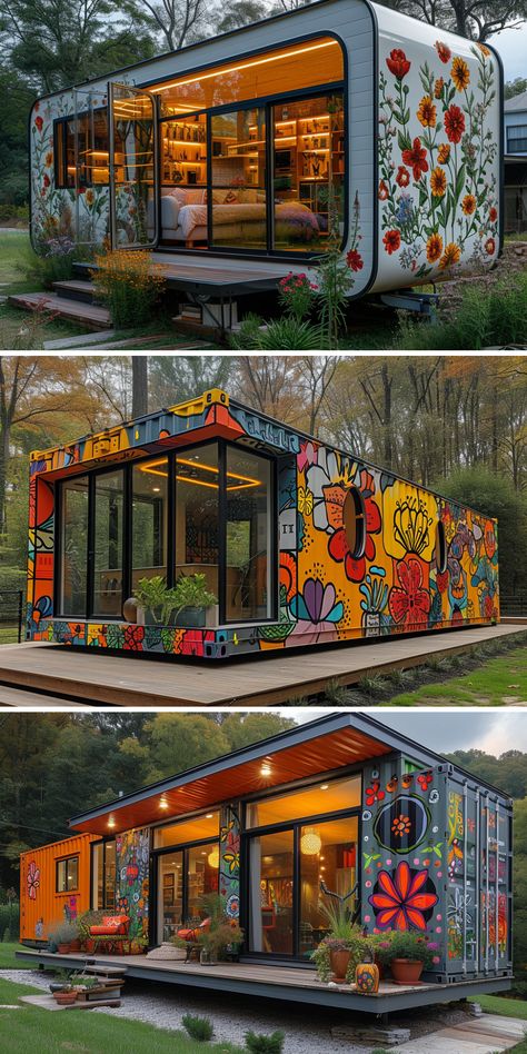 Flower pattern container home 40ft Shipping Container, Container Conversions, Container Cabin, Shipping Container House, Container House Design, Amazing Sunsets, Shipping Container Homes, Container Home, Container Homes