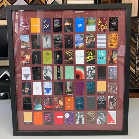 Custom framed hotel keys are a great way to commemorate your special trips! Come see how we can help preserve your memories! #art #framing #denver #colorado #pictureframing #customframing #hotel #vacation Room Key Card Ideas, Hotel Keys, Hotel Key Cards, Memories Art, Hotel Vacation, Hotel Card, Key Board, Art Framing, Gray House