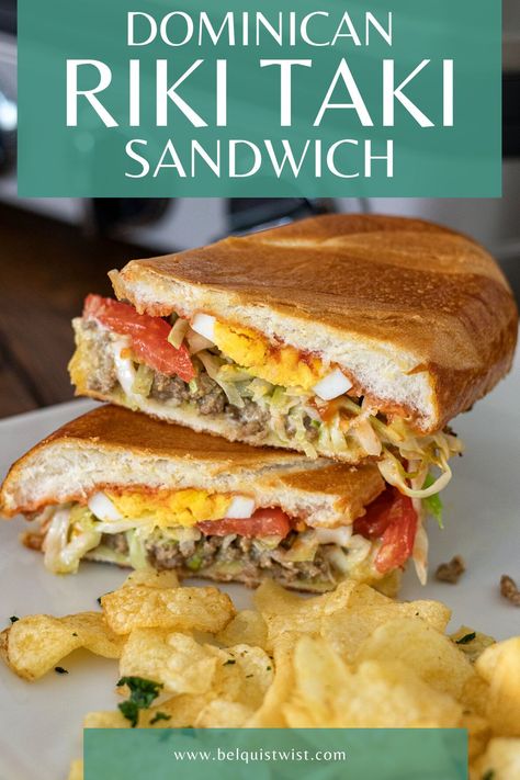 A classic Dominican street food that is made with the most unusual ingredients that bring an insane amount of flavor to this unique sandwich. Riki Taki, Unique Sandwich Recipes, Dominicano Recipes, Hispanic Dishes, Boricua Recipes, Dominican Food, Hispanic Food, Exotic Food, Latin Food