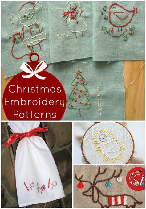 Ready to stitch something fun for the holidays? You'll find a bunch of free christmas embroidery designs. Ready to print and stitch. Free Christmas Embroidery Patterns, Christmas Hand Embroidery, Holiday Embroidery, Christmas Sewing Projects, Christmas Embroidery Patterns, Christmas Embroidery Designs, Embroidery Christmas, Diy Bricolage, Learn Embroidery