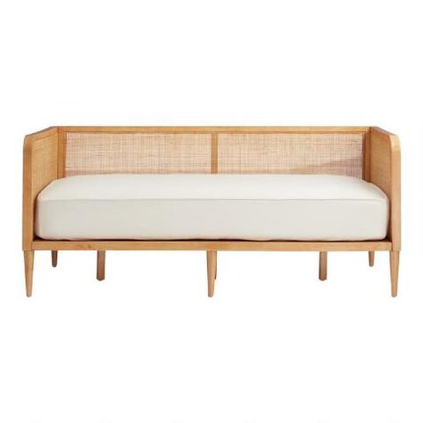 Rattan Cane and Wood Kira Daybed Frame | World Market Cali Apartment, Daybed Frame, Rattan Daybed, Rattan Cane, Wood Daybed, Rattan Sofa, Lounge Sofa, World Market, My New Room