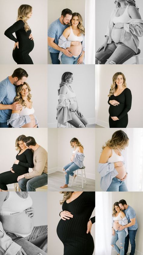 Natural Light Studio Maternity Photos, Maternity Photo Studio, In Studio Maternity Session Dress, Maternity In Studio, Maternity Pictures In Studio, In Studio Maternity Session Family, Studio Maternity Photos With Toddler, Casual Studio Maternity Shoot, Family Of 3 Maternity Pictures Studio