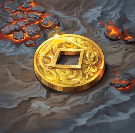 ArtStation - Roll Player Adventures - Card Art - Batch 1, Damien Mammoliti Props Illustration, Magic Coins, D D Items, Props Art, Coin Art, Fantasy Props, Fantasy Concept Art, Fantasy Rpg, Game Assets