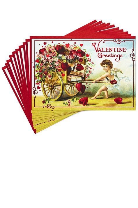 Hallmark Pack of Vintage Valentines Day Cards,  (10 Valentine's Day Cards with Envelopes) Cupid Design, Valentine Greetings, Cute Valentines Day Cards, Vintage Cupid, Cupid Valentine, Hallmark Greeting Cards, Valentine Wishes, Vintage Hot Air Balloon, Valentines Day Cards