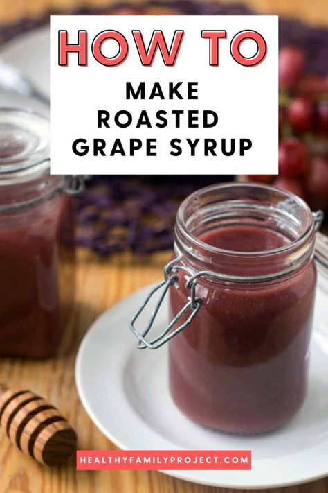 Grape Recipes Healthy, Grape Syrup Recipe, Grape Syrup, How To Make Vinegar, Syrup Recipes, Frozen Grapes, Grape Recipes, Pancake Syrup, Shave Ice