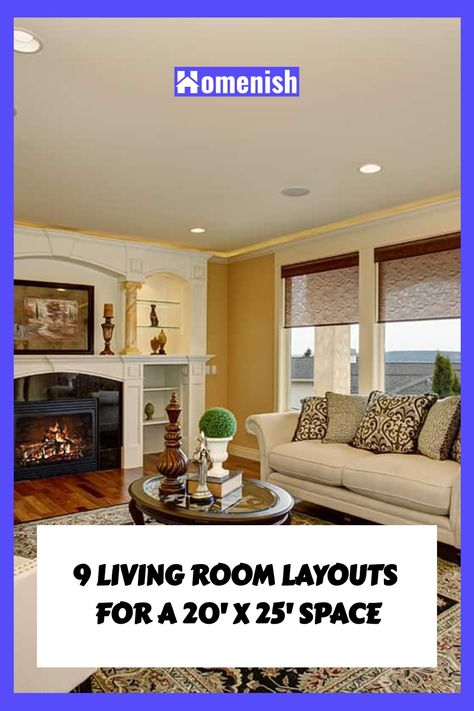 Transform your 20′ x 25′ living room into the ultimate gathering spot with our "9 Practical 20′ x 25′ Living Room Layouts." These designs cater to various styles and functional needs, ensuring a comfortable and attractive space for you and your guests. Living Room Dimensions Layout, Divided Living Room, Living Room Layouts, Living Room Addition, Family Room Layout, Living Room Floor Plans, Room Layouts, Living Room Furniture Layout, Living Room Dimensions