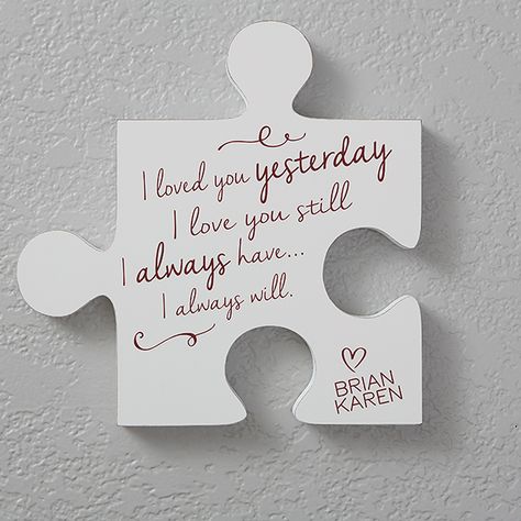 Personalized Romantic Wall Puzzle Pieces - Romantic Quotes - Quote 1 Puzzle Piece Art, Wall Puzzle, Puzzle Piece Crafts, Puzzle Frame, Personalized Wall Decor, Puzzle Crafts, Personalized Puzzles, Puzzle Piece, Personalized Gifts For Her