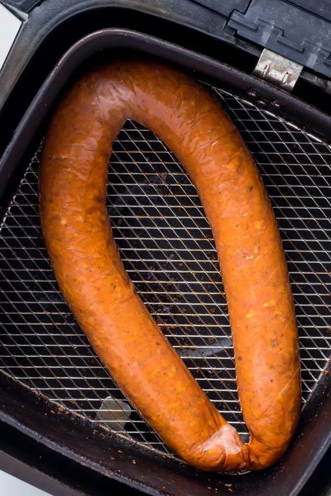 Air Fryer Smoked Sausage In 10 Minutes 2 Sausage In Air Fryer How To Cook, Air Fryer Conecuh Sausage, Air Fryer Smoked Sausage Recipes, Smoked Sausage In The Air Fryer, Frozen Sausage In Air Fryer, Air Fryer Smoked Sausage, Sausage On A Bun, Sausage In Air Fryer, Eckrich Sausage