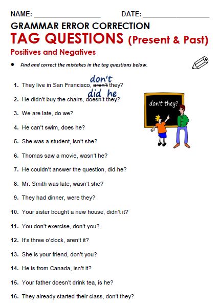 Picture Question Tags Grammar, Tag Questions Grammar, Tag Questions Worksheets, Question Tags Worksheet, Question Tag, English Grammar Quiz, English Grammar Test, Worksheets For Grade 3, Grammar Errors