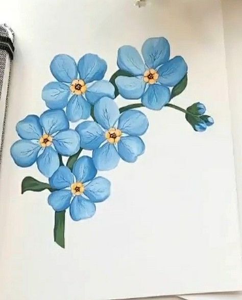 Myosotis Flower Drawing, Blue Flower Drawing Easy, Draw Realistic Flowers, Sketches Colour, Realistic Flower Drawing, Cute Flower Drawing, Pencil Drawings For Beginners, Scratchboard Art, Flower Art Drawing