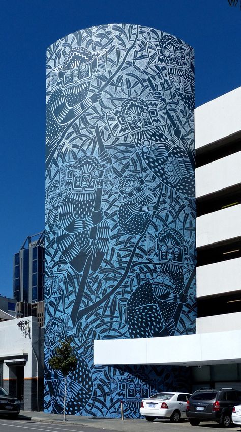 Street Art Architecture, Building Mural, Building Murals, Silo Art, Australia Perth, Wall Street Art, Water Towers, Street Mural, 3d Street Art