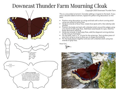 The Maine Mourning Cloak | Downeast Thunder Farm Raven Template, Corinne Lapierre, Toy Template, Applique Birds, Felt Flowers Patterns, Woodland Creatures Baby Shower, Diy Rag Dolls, Soda Can Crafts, Printable Fabric