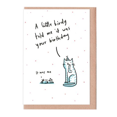 Funny Cat Cards Handmade, Homemade Cat Birthday Cards, Detailed Birthday Card, Cat Pun Birthday Card, Birthday Cards With Cats, Birthday Card Ideas Funny, Birthday Cards Cat, Funny Bday Cards, Birthday Message For Bestfriend