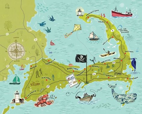 Even More Reasons to Love Cape Cod | Yankee Magazine Nantucket Hotels, Cape Cod Map, Responsive Email Template, Illustrated Maps, Magazine Feature, Island Map, Live Forever, Dog Runs, Illustrated Map