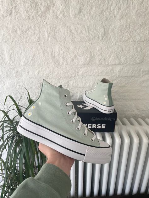 Sage Green Converse, Cute Converse Shoes, Cute Converse, Trendy Shoes Sneakers, Dr Shoes, Preppy Shoes, Jordan Shoes Girls, Platform Converse, Shoe Wishlist