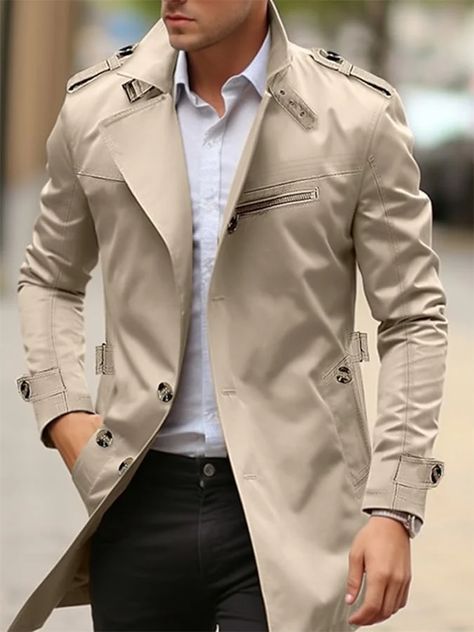 Casual Trench Coat, Men's Trench Coat, Field Coat, Coat For Men, Work Pattern, Trench Coat Men, Mens Winter Coat, Fashion Suits For Men, Linen Casual