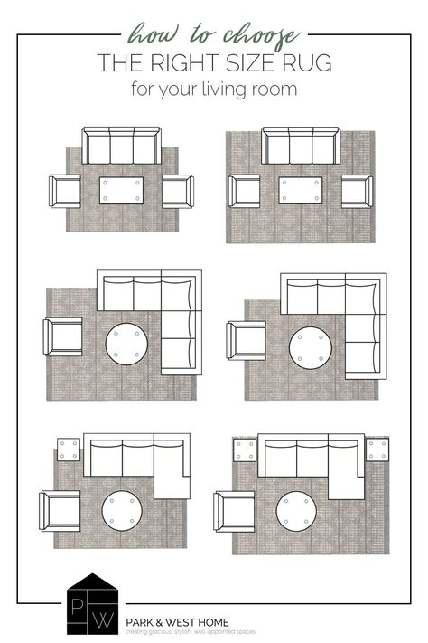 Rug Size Guide Living Room, Rugs Layout, Living Room Rug Placement, Living Room Rug Size, Minecraft Basement, Rug Placement, Remodel Basement, Cozy Basement, Living Room Furniture Layout