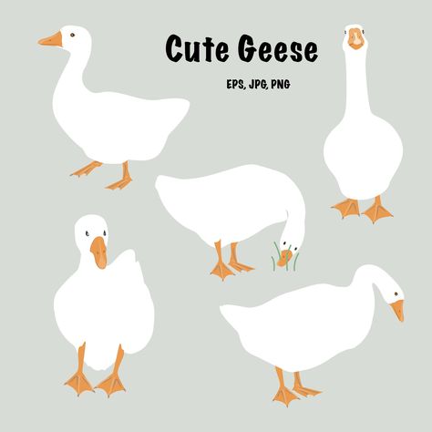 Goose Illustration, Goose Drawing, English Projects, Beautiful Tattoos For Women, Zoo Animals, Cute Images, Winter Theme, Cartoon Illustration, Animal Illustration