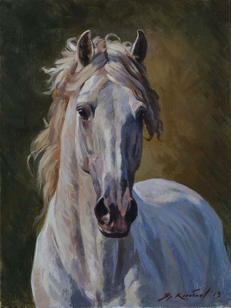 Horse Horse Portrait Oil Painting, Horses Canvas Painting, White Horse Oil Painting, Horse Profile Drawing, Old Horse Paintings, Horse Pastel Drawing, Western Horse Painting, Oil Pastel Horse, Painting Horses Acrylic