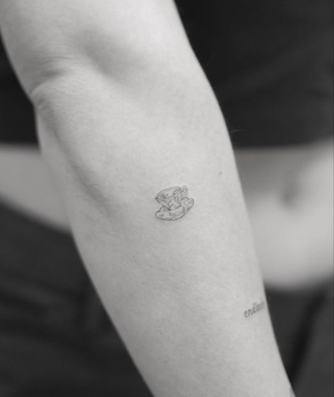 Fine Line Teapot Tattoo, Tiny Tea Cup Tattoo, Fine Line Teacup Tattoo, Tiny Teacup Tattoo, Teacup Tattoo Tiny, French Press Tattoo, Teacup Tattoo Vintage, Tea Tattoo Ideas, Cup Of Tea Tattoo