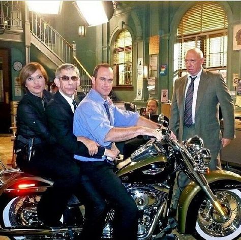 SVU and a motorcycle Svu Funny, Richard Belzer, Christopher Meloni, Raúl Esparza, Benson And Stabler, Law And Order: Special Victims Unit, Chris Meloni, Elite Squad, Special Victims Unit