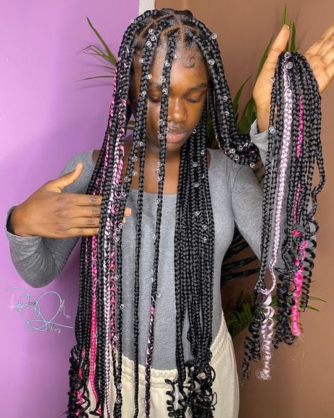 Bubble Bead Braids, Bubble Braids With Beads, Black Girls Hairstyles Braids With Beads, Bubble Braid Hairstyles Black Women, Bubble Box Braids, Style Medium Knotless Braids, Bubble Braids Black Women, Nigeria Hairstyles, Raindrop Braids