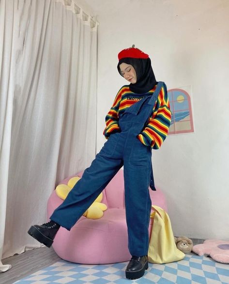 Retro Ootd Hijab, Style Retro Hijab, Outfit 80s Style Hijab, Ootd Retro 90s Hijab, Outfit 90s Style Hijab, Retro Outfits Hijab, Ootd Retro Hijab, Retro Hijab, Retro 90s Outfits