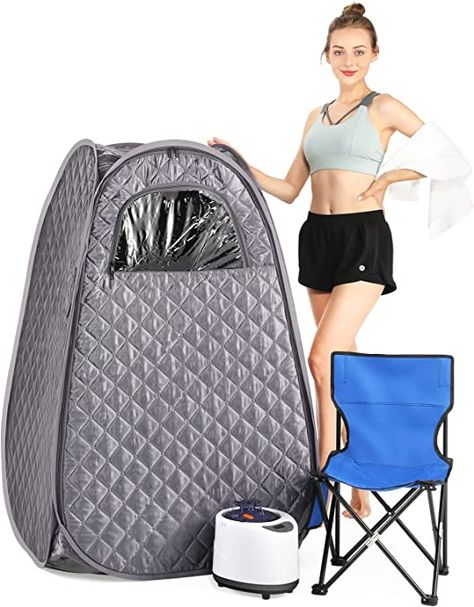 Amazon.com : IvyBess Portable Steam Sauna for Home, 2.6L 1000W Portable Full Body Sauna, Sauna Tent with Steamer, 90 Minute Timer, Chair, Remote Control Included : Patio, Lawn & Garden Home Spa Sauna, Home Steam Sauna, Sauna Tent, Portable Steam Sauna, Steam Box, Portable Sauna, Portable Steamer, Spa Sauna, Steam Sauna