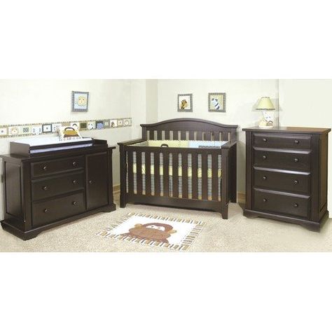 Child Craft Hawthorne Three Piece Convertible Crib Nursery Set in Espresso Pine Brown Nursery Furniture, Dark Brown Nursery, Black Nursery Furniture, Baby Nursery Furniture Sets, Ikea Baby, Brown Nursery, Nursery Furniture Collections, Baby Furniture Sets, Arched Headboard