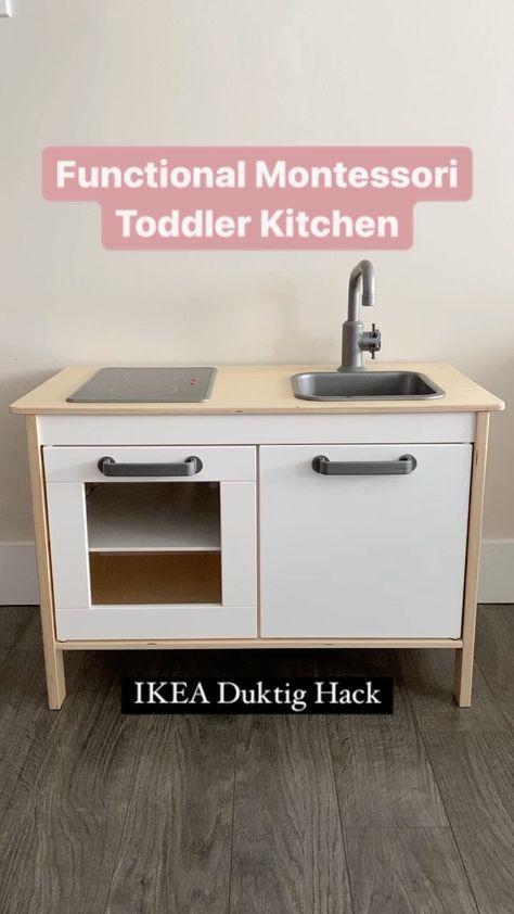 tulipandclover on Instagram: ❤️ Functional Montessori Toddler Kitchen ❤️ Ikea Duktig Play Kitchen Hack Steps: 1️⃣ Do not attach the top portion of the play kitchen.… Montesorri Kitchen, Montessori Kitchen Station, Play Kitchen Hack, Kitchen Station, Montessori Kitchen, Ikea Duktig, Toddler Kitchen, Kitchen Ikea, Kitchen Hack