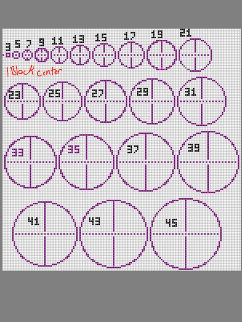 Minecraft Circles Guide, Minecraft Circle Room Ideas, Minecraft Circle Guide Small, Minecraft Big Circle Guide, Minecraft Perfect Circle, Circle Pattern Minecraft, Circle Template Minecraft, Circle Minecraft Guide, How To Build A Circle In Minecraft