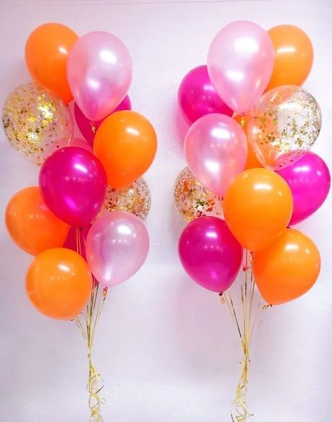 Hot Pink And Orange Decorations, Outside Get Together Ideas, Unique Party Vendors, Colorful Party Food Ideas, Pink And Orange Birthday Party Aesthetic, Bright Color Graduation Party, Pink And Orange Birthday Decorations, Hot Pink And Orange Party Decorations, Pink And Orange Party Decorations