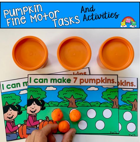 $ Pumpkin Fine Motor Activities, Pumpkin Activities Preschool, Pumpkin Math Activities, Pumpkins Preschool, Halloween Activities Preschool, Pre K Curriculum, Preschool Crafts Fall, Morning Tubs, Fall Preschool Activities