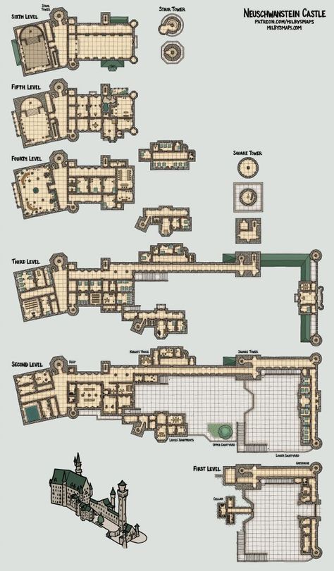 The Mad King, Castle Layout, Castle Floor Plan, Castle Plans, Building Map, Campaign Ideas, Minecraft Castle, Tabletop Rpg Maps, Fantasy Maps