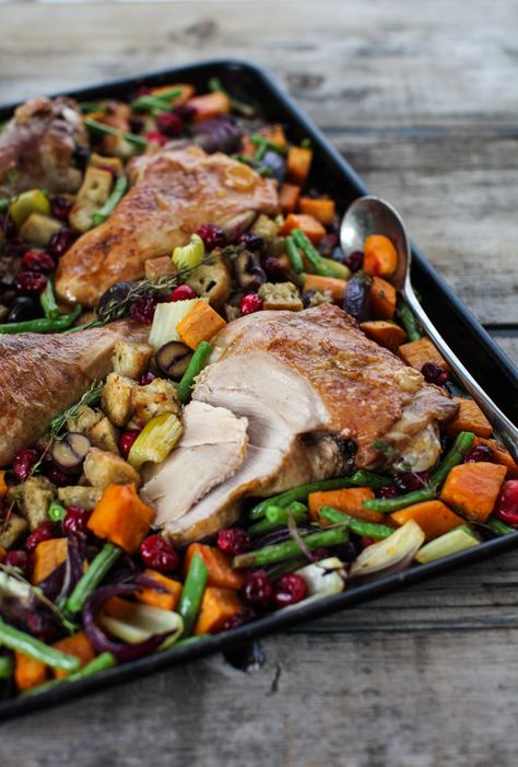 Sheet Pan Turkey Dinner | Simple Bites Sheet Pan Turkey, Slow Cooker Christmas, Dinner Simple, Turkey Tenderloin, Perfect Mashed Potatoes, Sheet Pan Suppers, Turkey Dinner, One Pan Meals, Sheet Pan Dinners