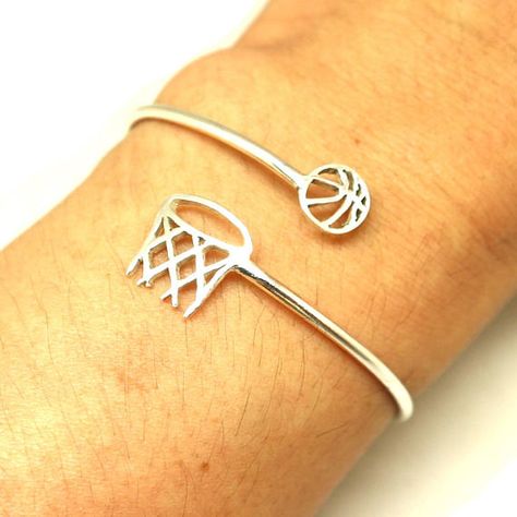 Silver Basketball Rim and Net Bracelet Bangle  Basketball Netted Bracelet, Basketball Jewelry, Basketball Rim, Basketball Stuff, Basketball Tips, Basketball Workouts, Basketball Drills, Basketball Gifts, Basketball Mom