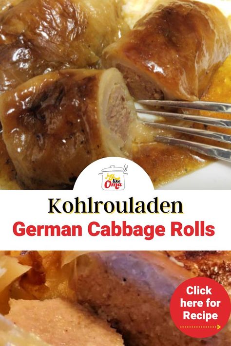 Smoked Cabbage Rolls, Cabbage Rolls German Recipe, Pork Stuffed Cabbage Rolls, German Stuffed Cabbage Rolls, German Cabbage Rolls Recipe, Kool Resepte, German Cabbage Recipes, German Stuffed Cabbage, German Cabbage Rolls