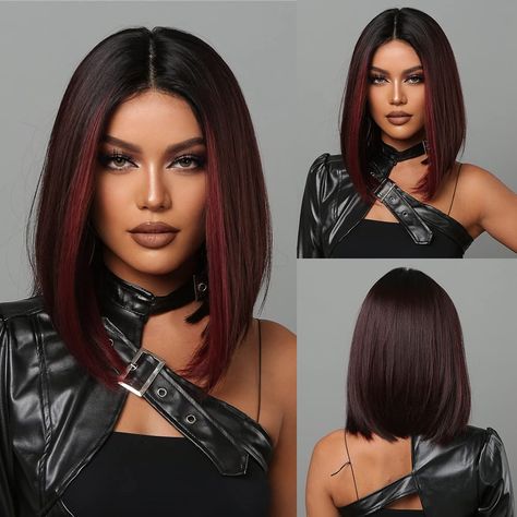 Highlight Bob, Straight Hairstyles Medium, Ombre Bob, Natural Hair Wigs, Synthetic Lace Wigs, Short Bob Wigs, Lace Hair, 짧은 머리, Middle Part