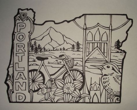 Oregon Outline, Portland Bridges, Oregon Tattoo, Jacksonville Oregon, Oregon Mountains, Line Drawing Art, Band Tattoos, Beautiful Oregon, Oregon Photography