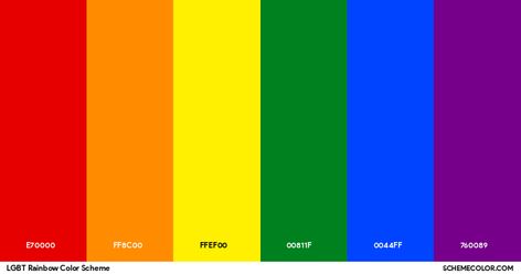 Rainbow Color Scheme, Orange Hex, Color Scheme Generator, Web Design Color, Rainbow Bar, Red Names, Hexadecimal Color, Green Name, Blue Names