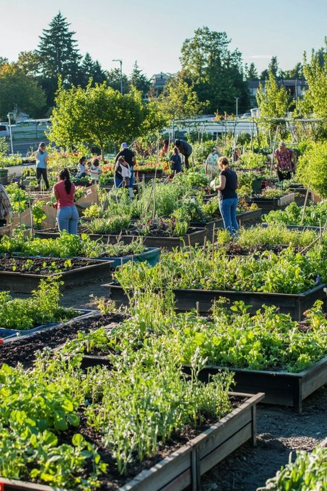 Discover the benefits of community gardens for healthier living and stronger communities! 🌿🌼 These green spaces offer fresh produce, promote social connections, and enhance local ecosystems. Dive into how these gardens foster sustainability and well-being for everyone involved. #CommunityGardens #UrbanFarming #SustainableLiving Community Gardens Design, Community Vegetable Garden, Community Garden Design, Eco Village Community, Balcony Gardens, Village Ideas, Community Gardens, Benefits Of Gardening, Pool House Plans