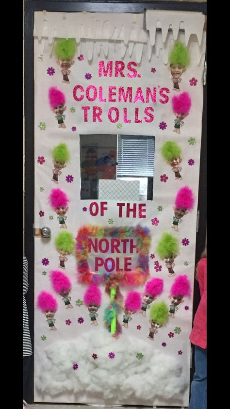 Trolls Classroom Door Ideas, Trolls Door Decoration, Holiday Door Decorating Contest Offices, The Grinch Door Decorations, Grinch Door Decorations For School, The Grinch Door Decorations For School, Grinch Door Decorations, Kindness Door, Holiday Door Decorating Contest