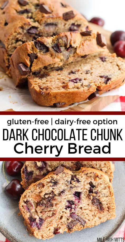 Cherry Recipes Gluten Free, Gluten Free Valentines, Banana Breakfast Cookie, Cherry Bread, High Altitude Baking, Bing Cherries, Gluten Free Recipes Bread, Summer Breakfast, Cherry Desserts