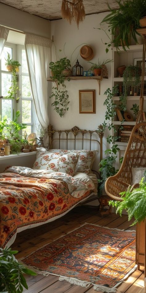 Small Bohemian Bedroom, Bohemian Bedroom Decor Ideas, Bohemian Bedroom Ideas, Hippie Bedroom Decor, Bedroom Ideas Inspiration, Boho Style Bedroom, Bohemian Bedroom Decor, Cozy Room Decor, Bohemian Bedroom