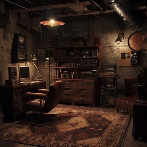 Character Room Design, Abandoned Basement, Detective Room, Sci Fi Room, Victorian Office, Stylized Environment, Dark Room Photography, Heart Doctor, Midnight Club