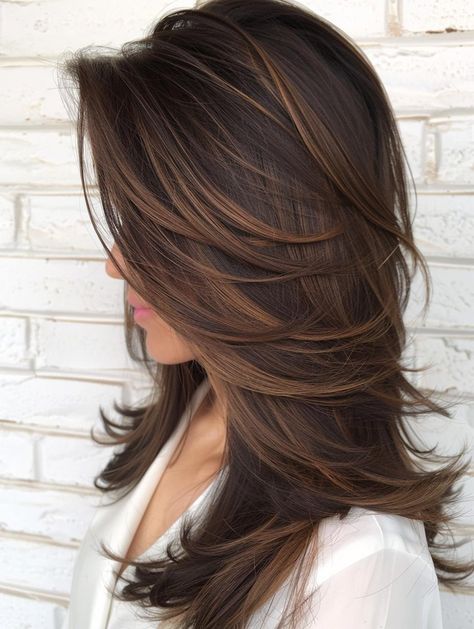 Explore Brunette Balayage Hair: Low Maintenance Styles for Every Season Fall Winter Hair Color, Light Blonde Highlights, Butterfly Cut, Hair Color Unique, Brunette Balayage, Modern Haircuts, Brunette Balayage Hair, Low Maintenance Hair, Balayage Brunette